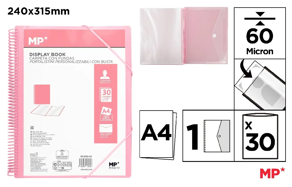 #MP PORTALISTINI SPIRAL TRASLUCIDO A4 30 BUSTE TRA