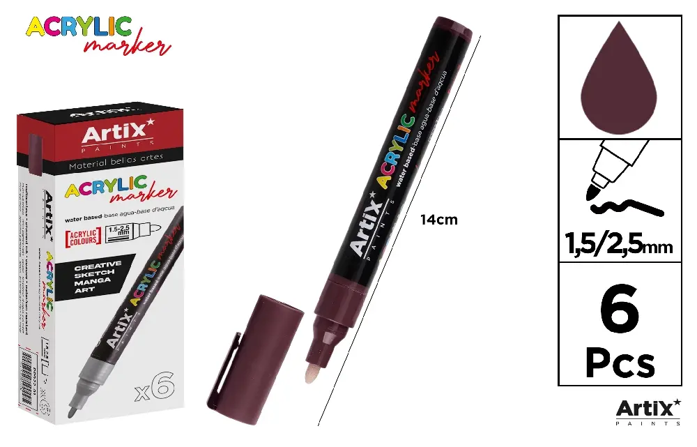 ARTIX PENNARELLO ACRILICO 0.5/2.5MM MARRONE SC