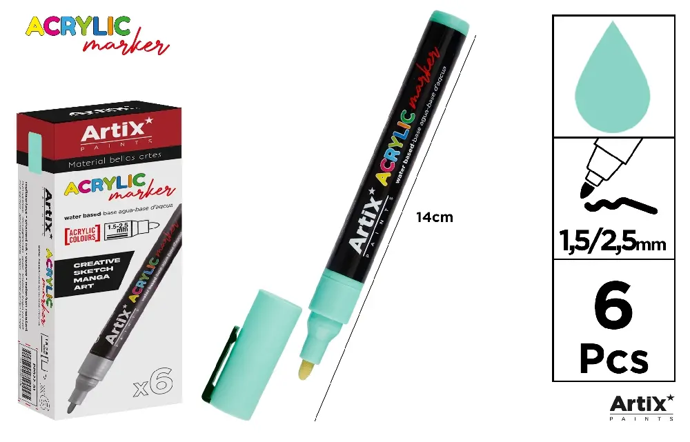 ARTIX PENNARELLO ACRILICO 0.5/2.5MM VERDE MENT