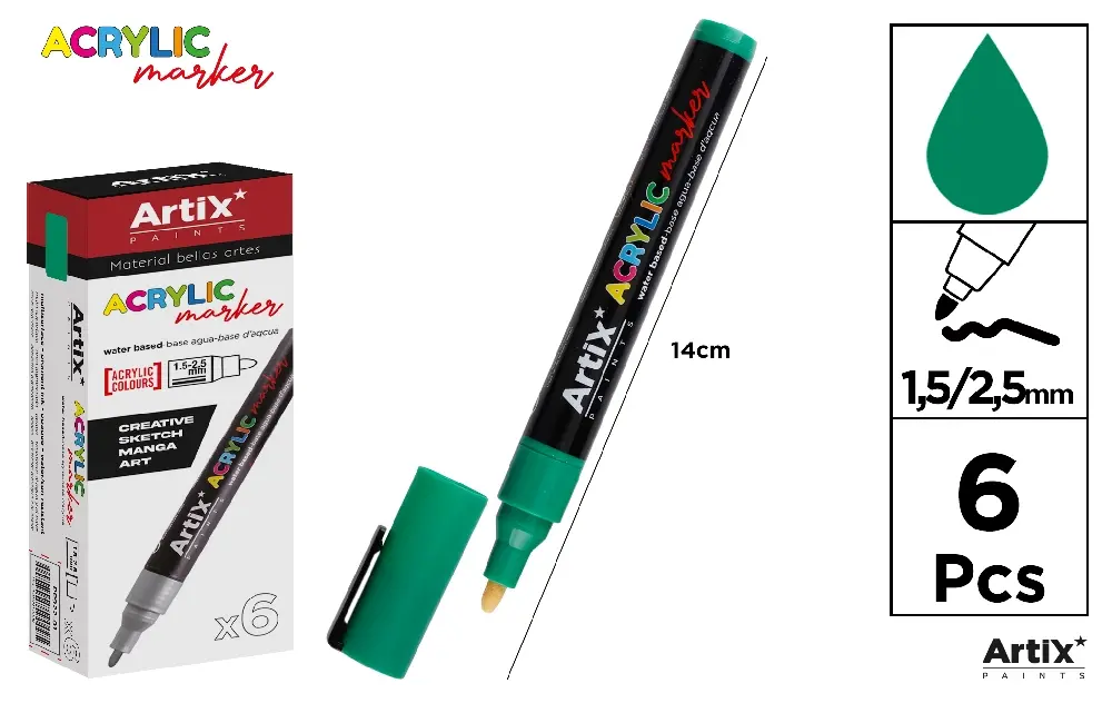 ARTIX PENNARELLO ACRILICO 0.5/2.5MM VERDE